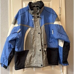 women's ski jacket Marker Winter Hooded waterproof jacket size 14 blue gray Mint